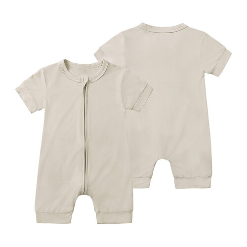 Baby Romper Solid Color Zipper Jumpsuit Summer One-Piece 1