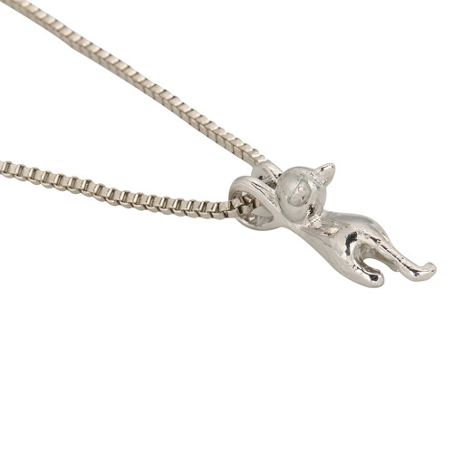 Silver Plated Jumping Cat Pendant Necklace 2 pcs 1