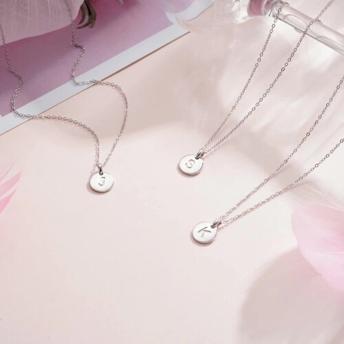 Women's Disc Initial Letter Pendant Necklace 1