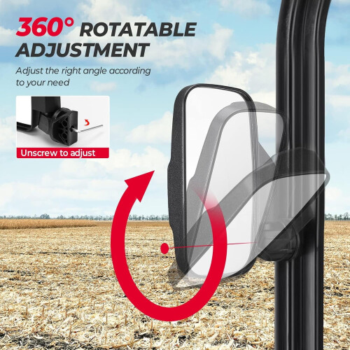 UTV Side View Mirrors Adjustable Break-Away 1.6-2 Inch 2