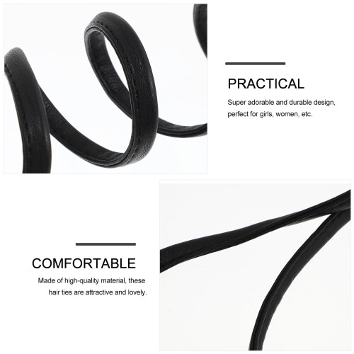 Ponytail Hair Wire Black PU Adjustable Length 1 Pack 2