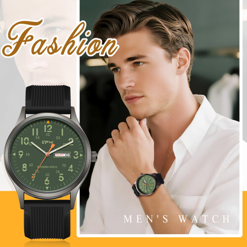 Men's Analog Watch with Luminous Hands and 24-Hour Dial 2