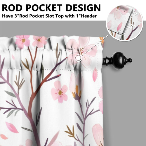 Vintage Pink Branches Kitchen Curtains 28x39 in 2 Panels 2