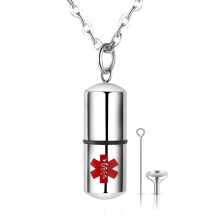 Stainless Steel Pill-Shaped Medical Alert Necklace for Men