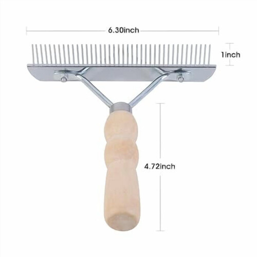 Dog Undercoat Rake with Wood Handle and Steel Teeth 1