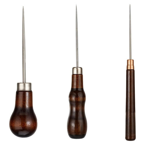 Leather Awl Tool Set Wooden Handle 3 Pcs
