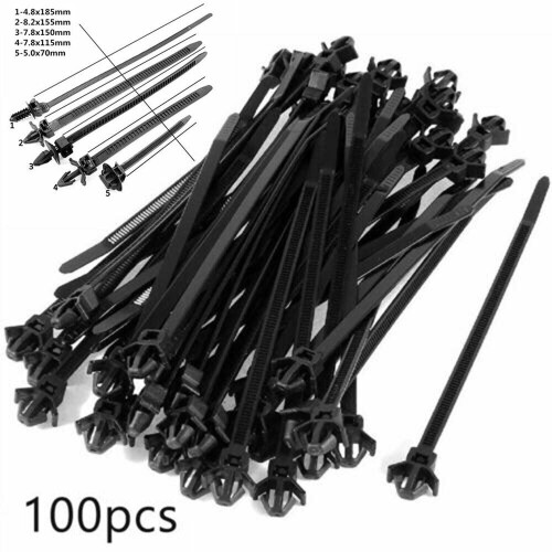 Mixed Car Line Cable Ties Zip Tie Clip 100 pcs