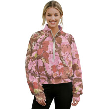 Women's Oversize Quarter-Zip Sweatshirt Mock Neck Camo