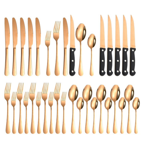 Black Flatware Set Stainless Steel 36-Piece for 4