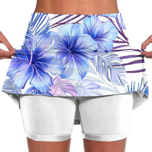 Women's Floral Print Athletic Skorts Elastic Mid-Waist Size