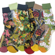 Vintage sheer ankle socks with floral lace mesh design