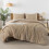 Taupe Boho Queen Comforter Set 3-Piece Tufted Chevron 2