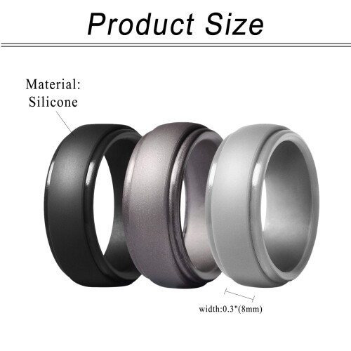Silicone Wedding Ring for Men 8mm Width 8 Pack 1