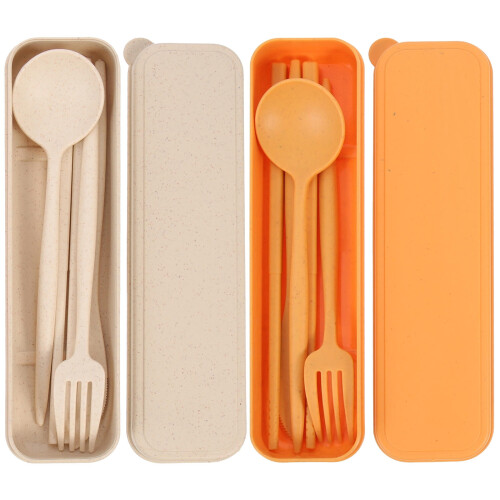 Portable Tableware Set Wheat Straw Modern Design 2 Sets