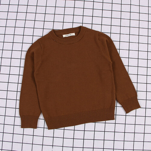 Kids Knit Pullover Sweater Long Sleeve Round Neck Solid 1