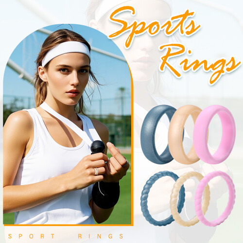 Silicone Wedding Ring for Women 3mm Thin Braided Size 10 2