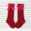 Cotton Lace Toddler Socks with Bow Red One Size 2