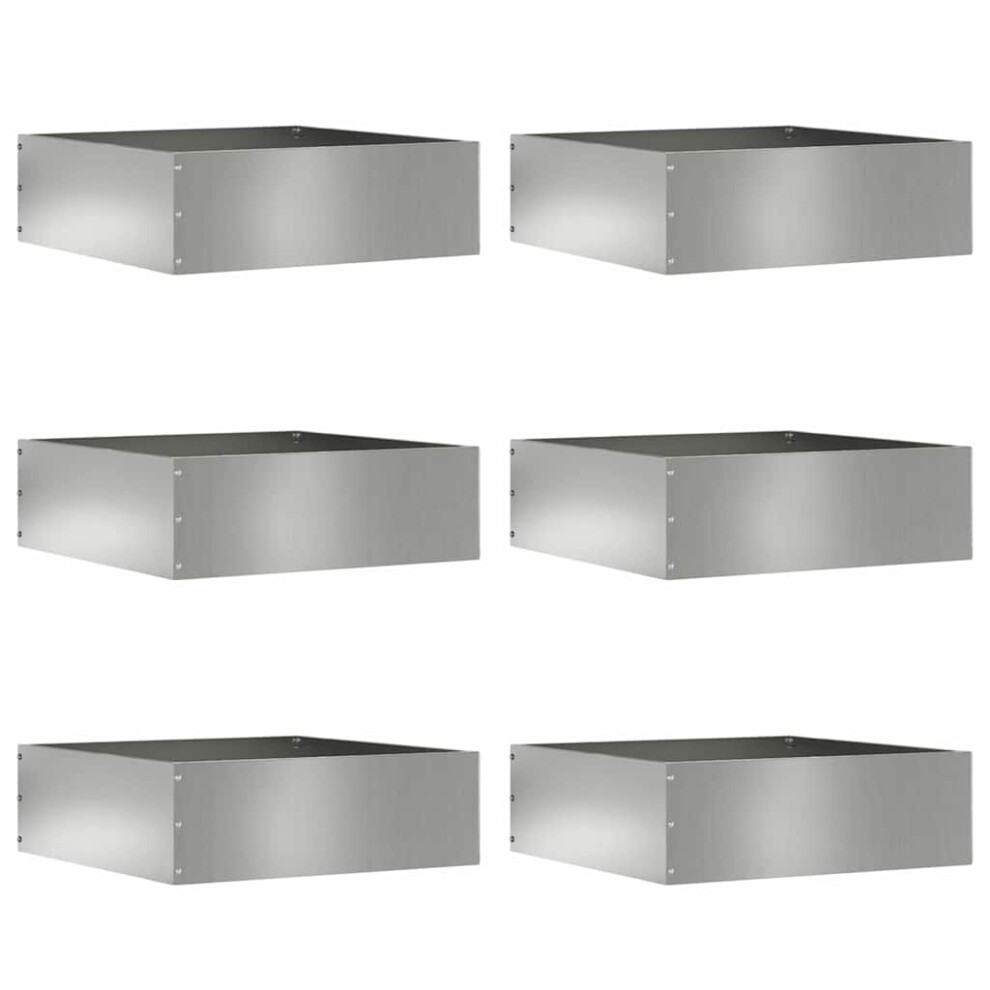 Vidaxl Lawn Edging 6 Pcs Silver 40 X 40 X 13 Cm Galvanised Steel