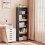 Narrow Tall Bookcase Black 5-Tier 52 Inch 2