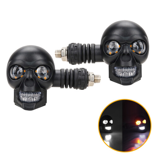 Skull Turn Signals LED 12V 2-Pack Amber/White Waterproof 2