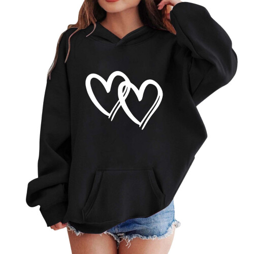Kids Long Sleeve Pullover Hoodie Letter Print Black 3-4 2