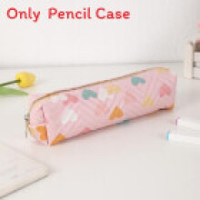 (Pink) Pattern Heart Childrens Pencil Case With Zipper Closure For Kids Students And