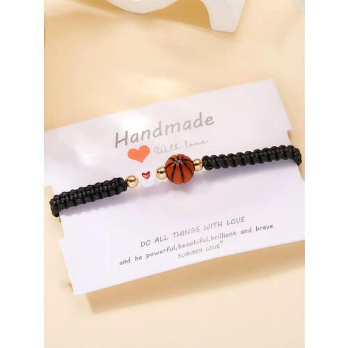 Braided Basketball Bracelet Adjustable Size 1 Piece 1