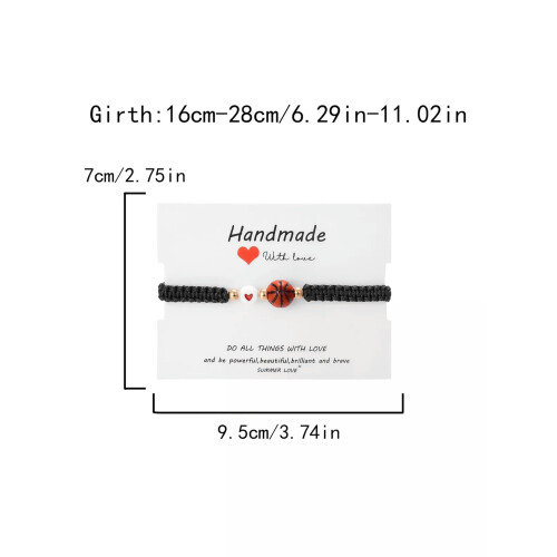 Braided Basketball Bracelet Adjustable Size 1 Piece 2