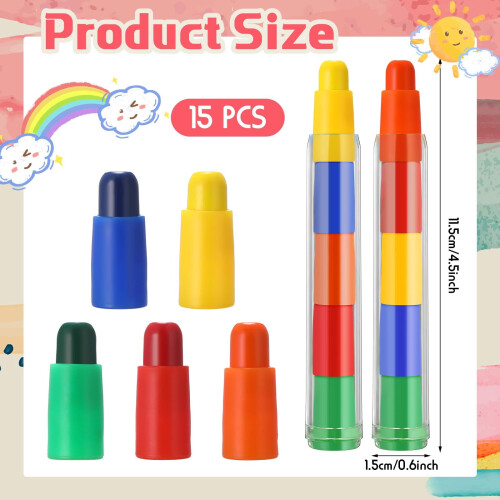 Stacking Crayons Colorful Rainbow Set 15 Pcs 1