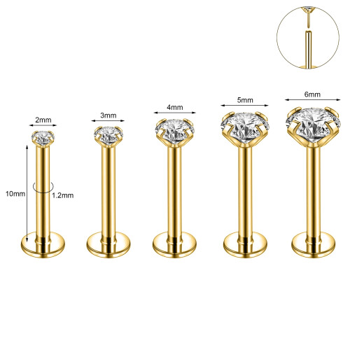 Läpp Labret Ringar Set med Zirkon 10 st 1