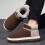 Men's Slippers Autumn Winter Brown Solid Color Thick Sole 45 6