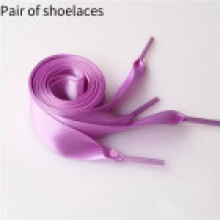 (LightPurple,43in/110cm)Double Polyester Ribbon Satin Wide Flat Shoelace Candy Color Various Fashion