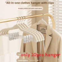 (Beige)Confezione 10 Appendiabiti Clip Appendiabiti Velluto Con Superficie Antiscivolo Vestiti Per