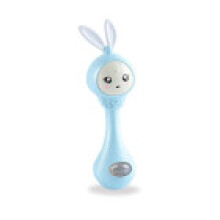 (Blue)Bebê ranger dentes e chocalho musical com luz e aparência de coelho brincar