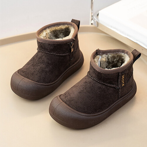 Kids Winter Suede Ankle Boots with Fuzzy Lining 1