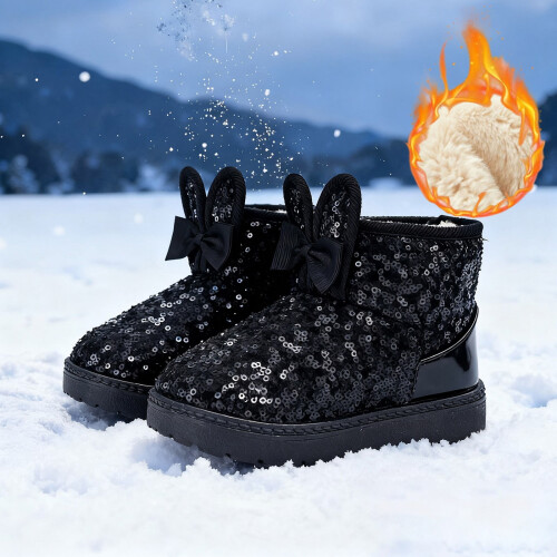 Girls' glitter snow boots with rabbit ears design, 1