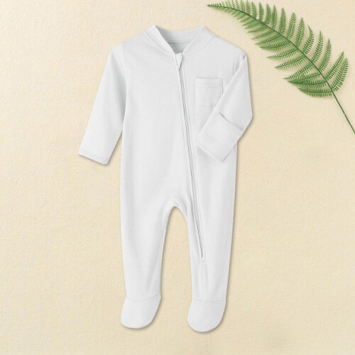 Baby Boys Bodysuit Winter Long Sleeve Zip Up Solid Color 1