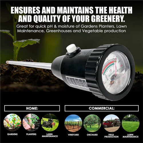 Waterproof Soil PH & Moisture Tester with Long Electrode Probe 1
