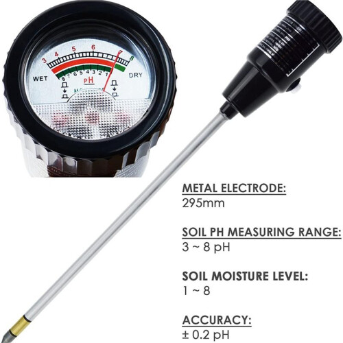 Waterproof Soil PH & Moisture Tester with Long Electrode Probe 2
