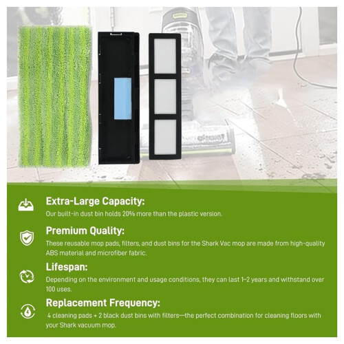 Mop Pad Refills Compatible for  VACMOP VM252 VM200 VM205 VM190 Model, Replacement Vacuum Mop Pad for  Vac Mop 1