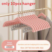 (Pink)Pacote com 10 cabides clipes cabides de veludo com superfície antiderrapante para roupas