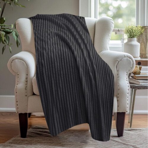 Dark Grey Raschel Blanket Soft Thick Double Layer 40x60 1
