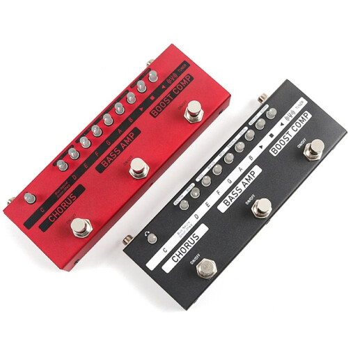 Multi-Effectpedaal voor Basgitaar met Chorus, Basversterker en Boostcompressie, Instelbaar, Rood 2