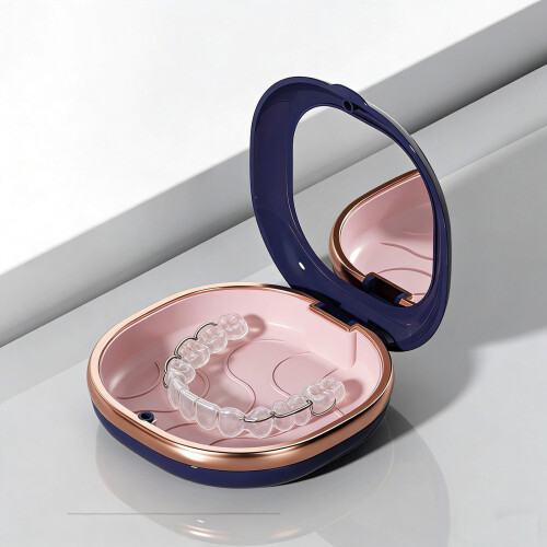 Retainer Case Slim Portable Storage Box with Mirror and 1