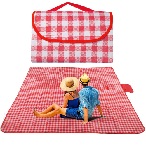 Waterproof Picnic Blanket Red 79x79 Inch