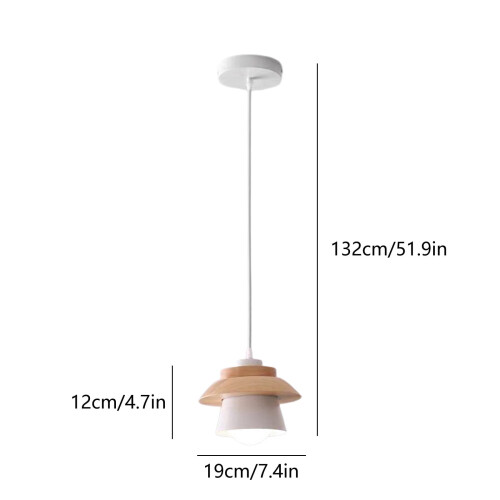 Retro Pendant Light Wrought Iron with Wood Shade 2