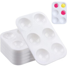 Plastic Paint Palette 6-Well Rectangular 15 Pack