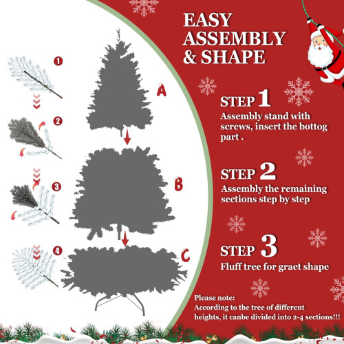 Artificial Christmas Tree PE/PVC 4ft 747 tips with red 2