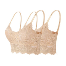 Sutiã feminino de renda com alças finas, costas nuas e antiderrapante.