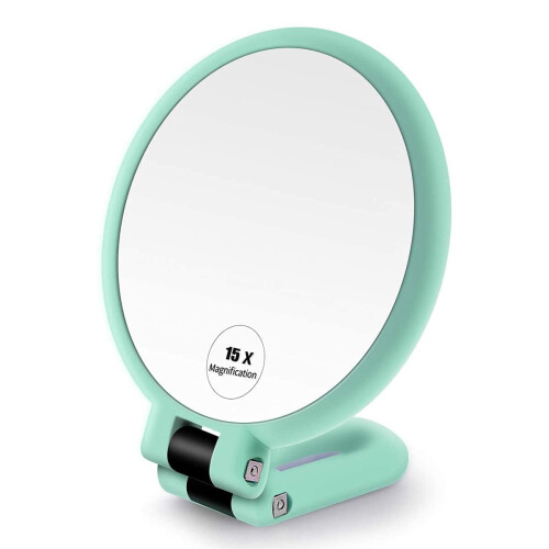 Folding Handheld Magnifying Mirror 15X/1X Double-Sided